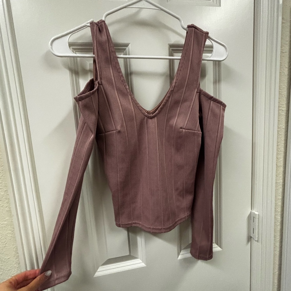 Miss Selfridge Mauve Cold Shoulder Blouse